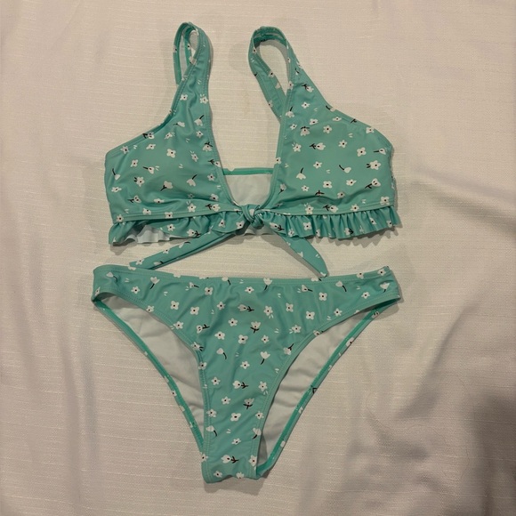 Swim Nwot Blue Floral Pattern Bikini Poshmark